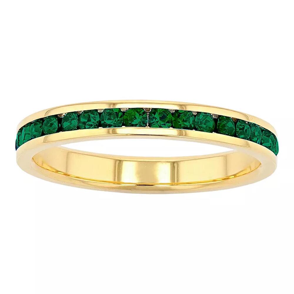 18k Gold Over Silver Birthstone Crystal Eternity‎ Ring - Size 5
